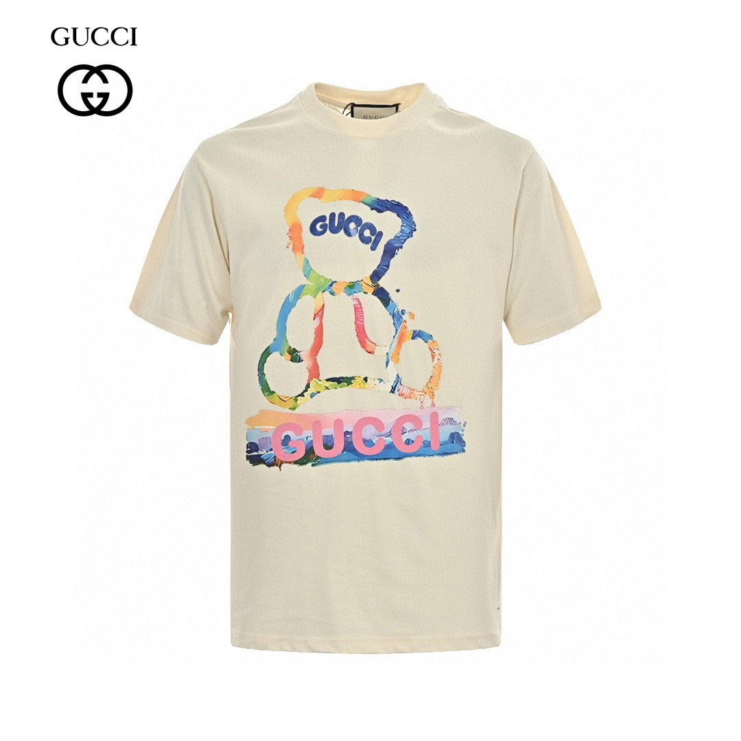 Gucci Teddy Bear Graphic T-shirt - Red Unisex Streetwear Limited Edition - <span>This Gucci t-shirt features a playful and vibrant design with a colorful teddy bear graphic