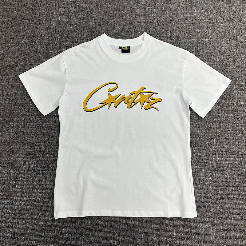CORTEIZ Allstarz Tee Gold T-Shirt - White Unisex Streetwear Limited Edition - The CORTEIZ ALLSTARZ TEE WHITE GOLD - REPLICA is the perfect blend of minimalist elegance