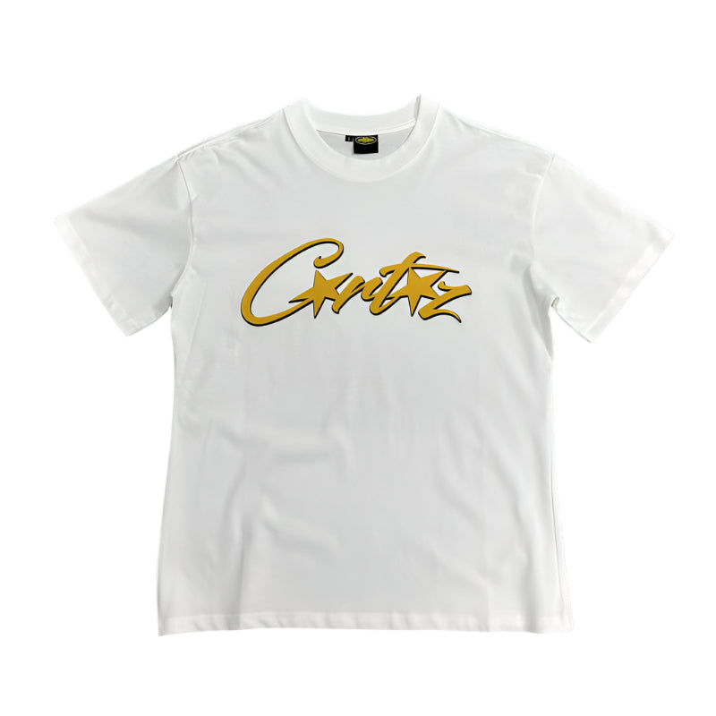 CORTEIZ Allstarz Tee Gold T-Shirt - White Unisex Streetwear Limited Edition - The CORTEIZ ALLSTARZ TEE WHITE GOLD - REPLICA is the perfect blend of minimalist elegance