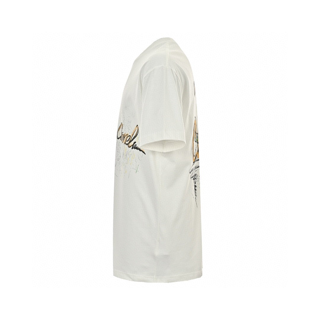 Chanel T-shirt - White Unisex Streetwear Limited Edition - This Chanel t-shirt features a minimalist white design. It has a subtle graphic on the