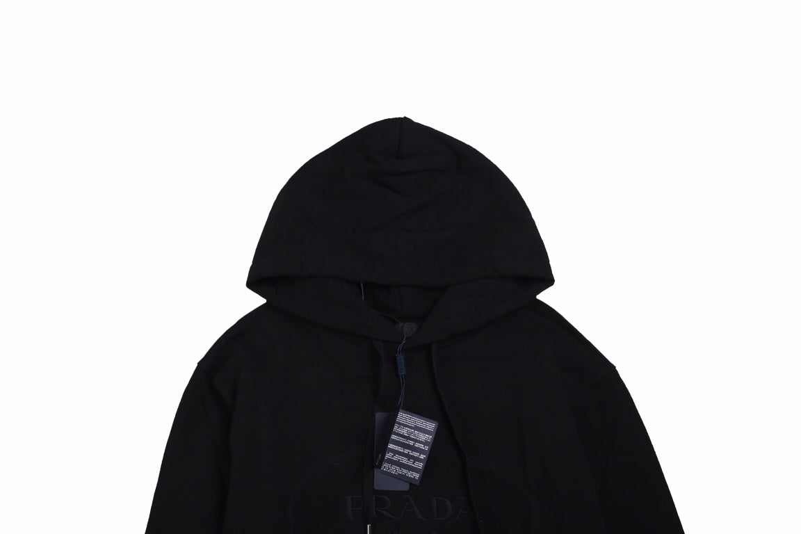 Prada Milano Hoodie - Black Unisex Streetwear Limited Edition - This Prada Milano hoodie comes in a sleek black color, featuring the iconic Prada logo