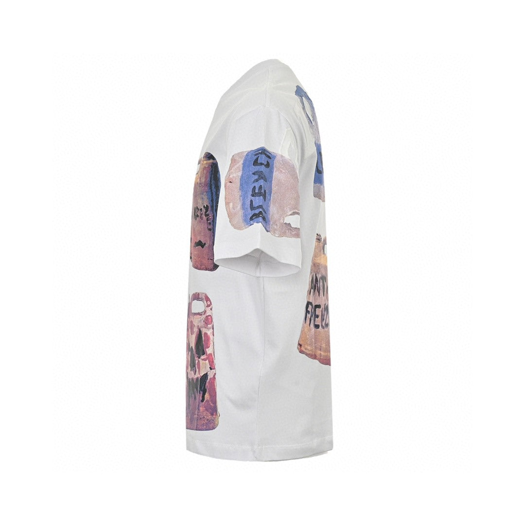 Prada Graphic T-shirt (white) Unisex Streetwear Limited Edition - The Prada Graphic T-Shirt in white is an eye-catching piece that features a bold and