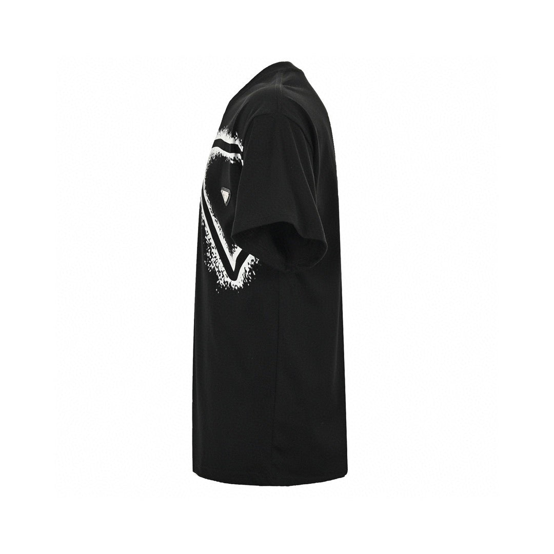 Prada Triangle Spray Paint Logo T-shirt (black) Unisex Streetwear Limited Edition - The Prada Triangle Spray Paint Logo T-Shirt in black is a striking piece that combines