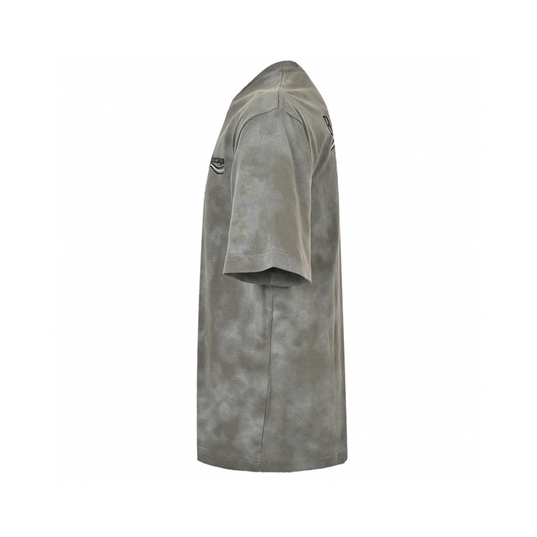 Balenciaga Tie-dye Logo T-shirt (grey) Unisex Streetwear Limited Edition - The Balenciaga Tie-Dye Logo T-Shirt in grey is a stylish and contemporary piece that showcases