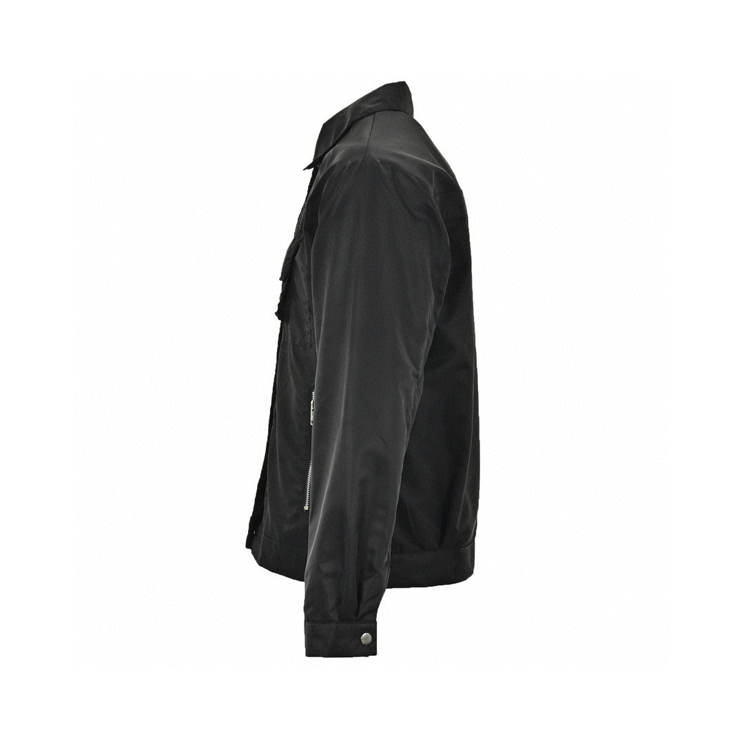 Prada Nylon Jacket - Black Unisex Streetwear Limited Edition - This Prada jacket features a sleek black design with a button-up front. It has multiple