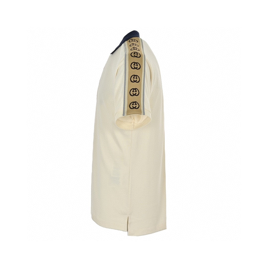 Gucci Polo Shirt With Logo Tape - White Unisex Streetwear Limited Edition - This Gucci Polo Shirt in a creamy white color features signature logo tape detailing along