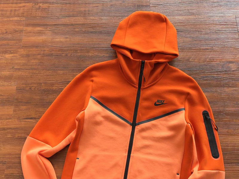 NIKE Tech Fleece Hoodie - Campfire - Orange Unisex Streetwear Limited Edition - The NIKE TECH FLEECE HOODIE CAMPFIRE ORANGE - REPLICA fuses modern sportswear innovation with bold