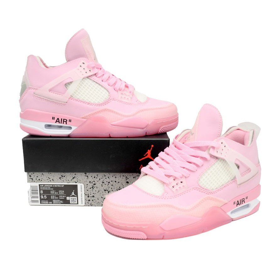 JORDAN 4 - Off-white Rose Peach Sneakers Unisex Streetwear Limited Edition - Introducing the Jordan 4 x Off-White Rose Peach, a harmonious blend of urban edge and