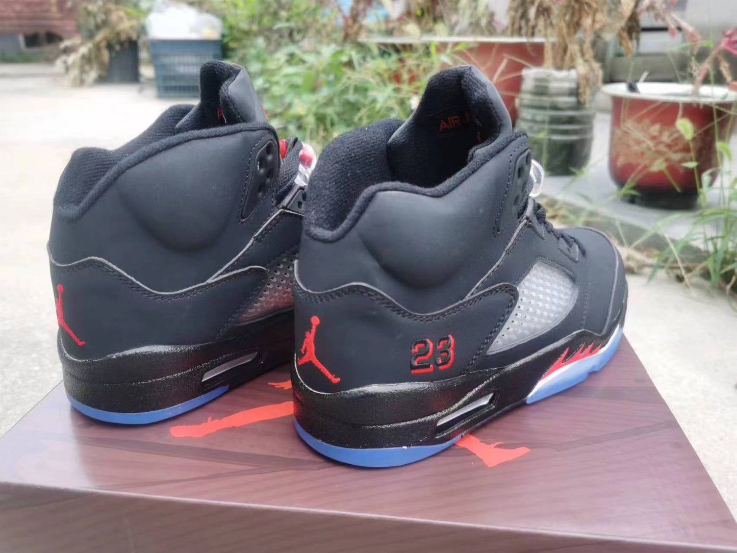 Jordan 5 And Red - Black Unisex Streetwear Limited Edition