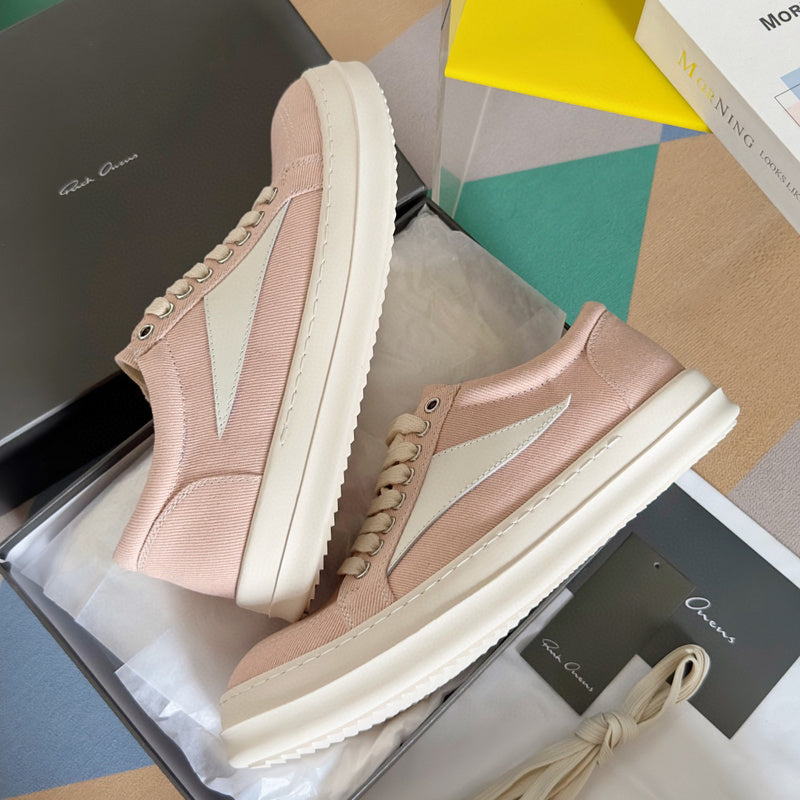 Rick Owens Canvas Low-top Sneakers - Pink Unisex Streetwear Limited Edition - **Rick Owens Pink Canvas Low-Top Sneakers: Soft Elegance and Superior Craftsmanship** Introducing the Rick Owens