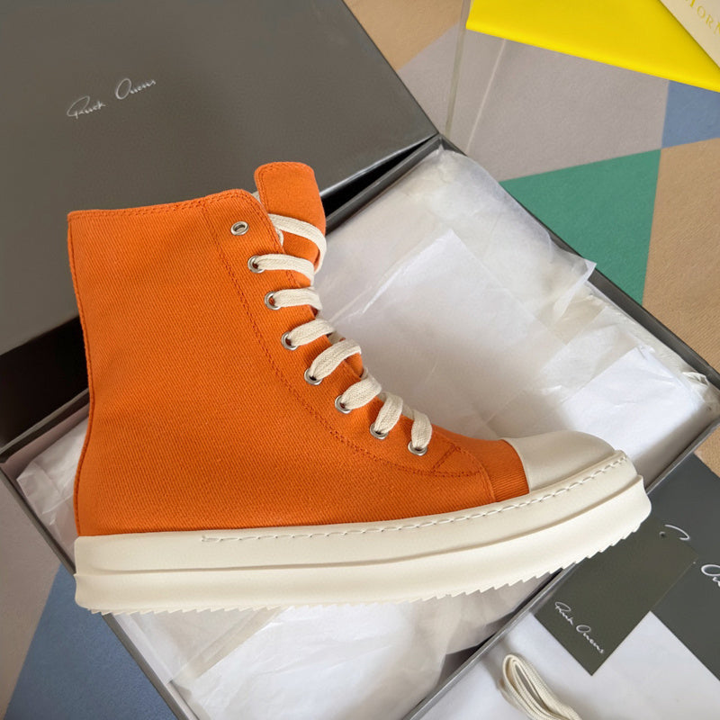 Rick Owens High-top Sneakers - Orange Unisex Streetwear Limited Edition - **Rick Owens Orange High-Top Sneakers: Vibrant Style Meets Premium Craftsmanship** Introducing the Rick Owens Orange