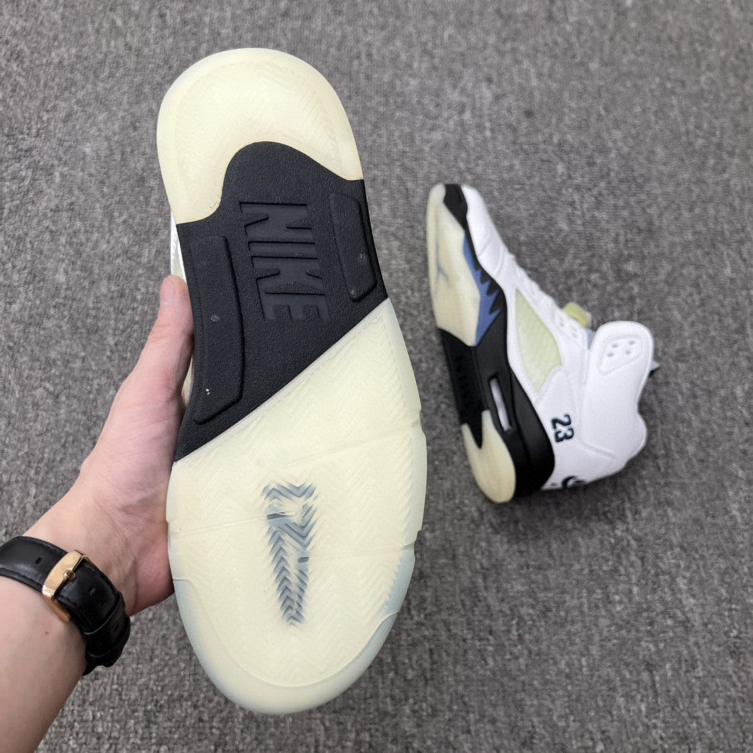 JORDAN 5 White And - Black Unisex Streetwear Limited Edition