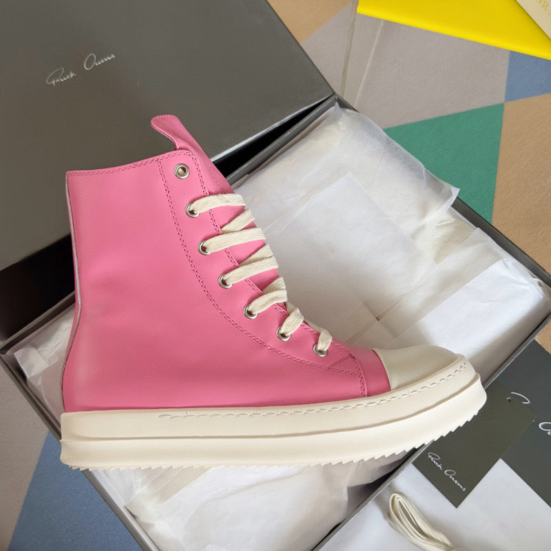 Rick Owens Hot High-top Sneakers - Pink Unisex Streetwear Limited Edition - **Rick Owens Hot Pink High-Top Sneakers: Bold Style and Premium Craftsmanship** Introducing the Rick Owens