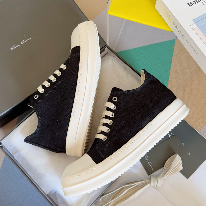 Rick Owens Low-top Sneakers - Black Unisex Streetwear Limited Edition - **Rick Owens Black Low-Top Sneakers: Timeless Elegance and Modern Craftsmanship** Introducing the Rick Owens Black
