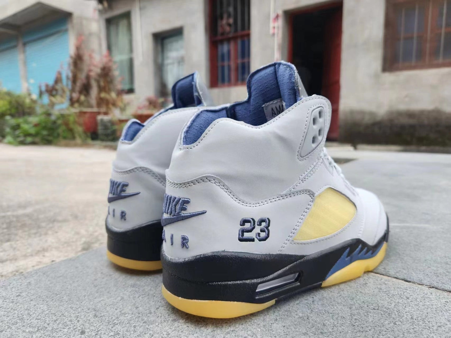 Jordan 5 Gray And - Yellow Unisex Streetwear Limited Edition