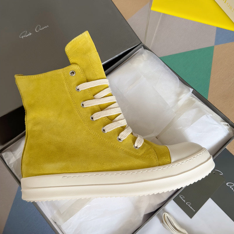 Rick Owens High-top Sneakers - Yellow Unisex Streetwear Limited Edition - **Rick Owens Yellow High-Top Sneakers: Vibrant Style Meets Premium Craftsmanship** Introducing the Rick Owens Yellow