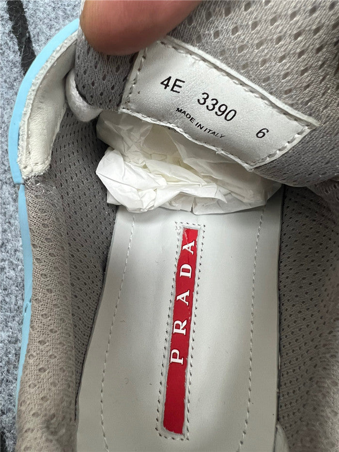 PRADA America's Cup Soft Rubber Light Silver Sneakers - Blue Unisex Streetwear Limited Edition