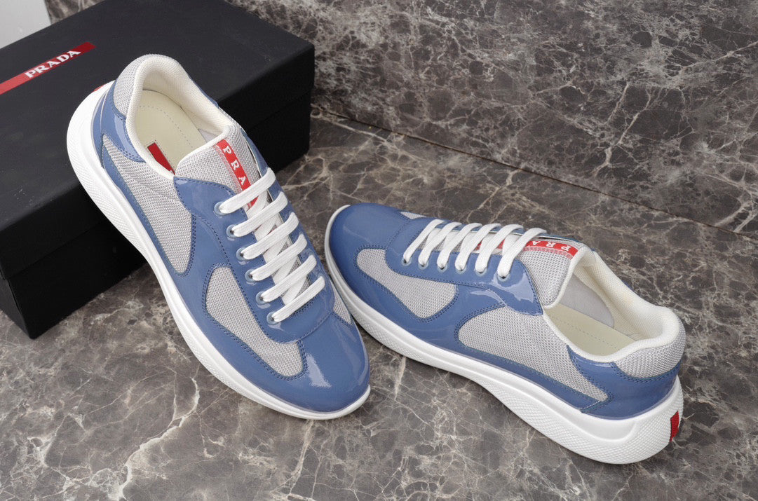 PRADA America's Cup Silver Sneakers - Blue Unisex Streetwear Limited Edition