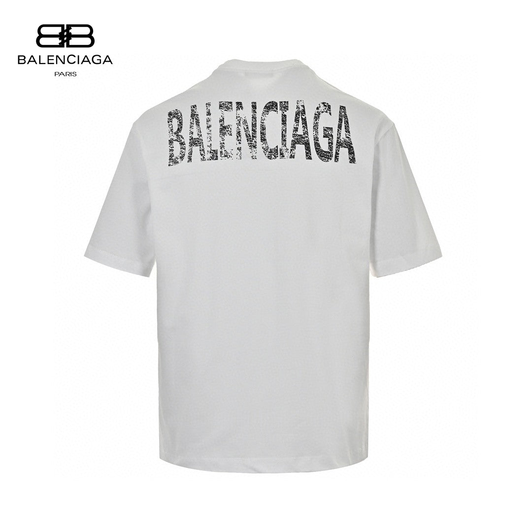 Balenciaga T-shirt - Distressed Logo - Black Unisex Streetwear Limited Edition - <span>This Balenciaga t-shirt features a bold design with a distressed, black graphic logo on the