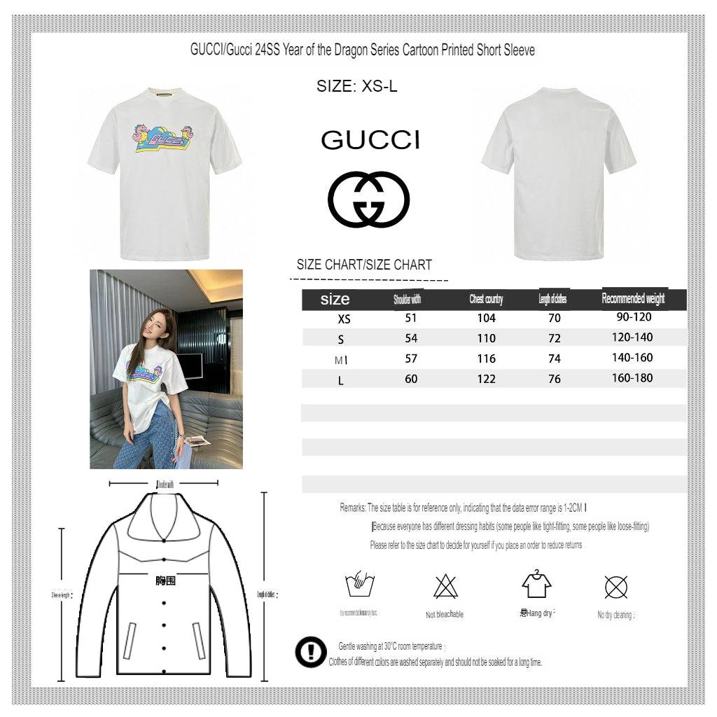 T-shirt blanc Gucci avec motif dinosaure rose