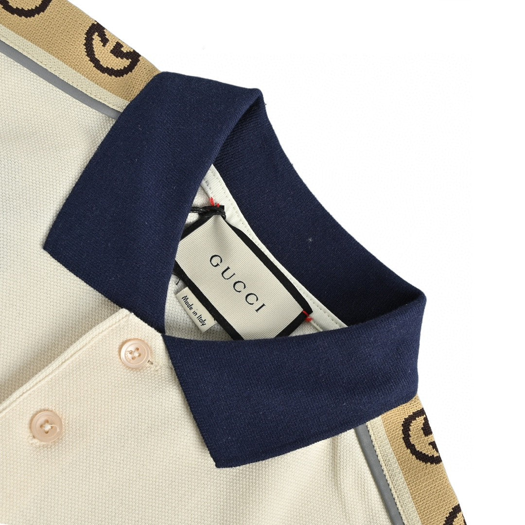 Gucci Polo Shirt With Logo Tape - White Unisex Streetwear Limited Edition - This Gucci Polo Shirt in a creamy white color features signature logo tape detailing along
