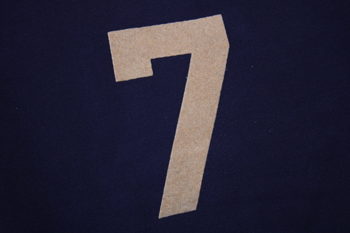 Fear Of God Hoodie - Blue Unisex Streetwear Limited Edition - Navy blue hoodie with tan '7' print on the chest. Comfortable and cozy fit. Features