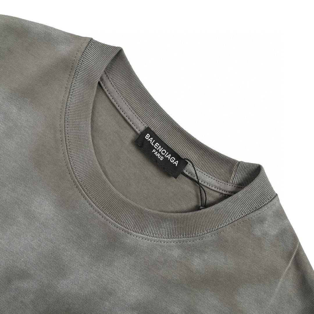 Balenciaga Tie-dye Logo T-shirt (grey) Unisex Streetwear Limited Edition - The Balenciaga Tie-Dye Logo T-Shirt in grey is a stylish and contemporary piece that showcases