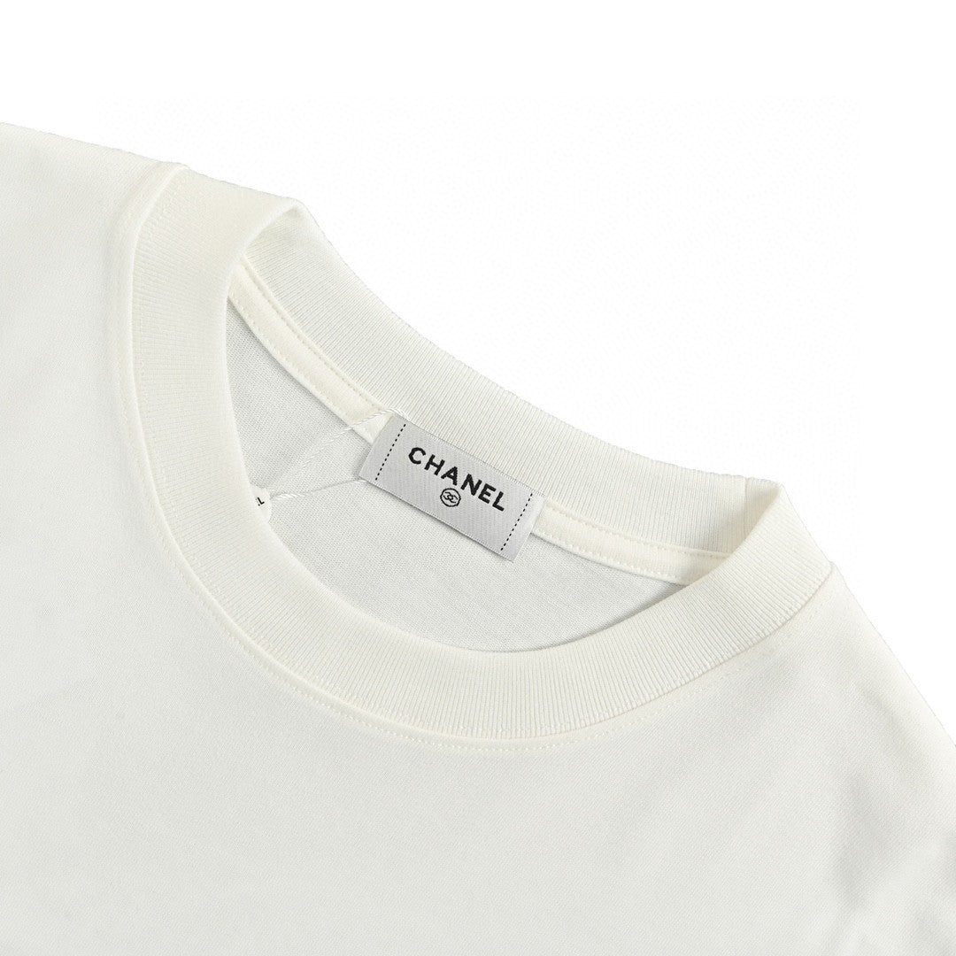 Chanel Signature Logo T-shirt - White Unisex Streetwear Limited Edition - This Chanel t-shirt features a small, elegant signature logo on the chest, adding a touch