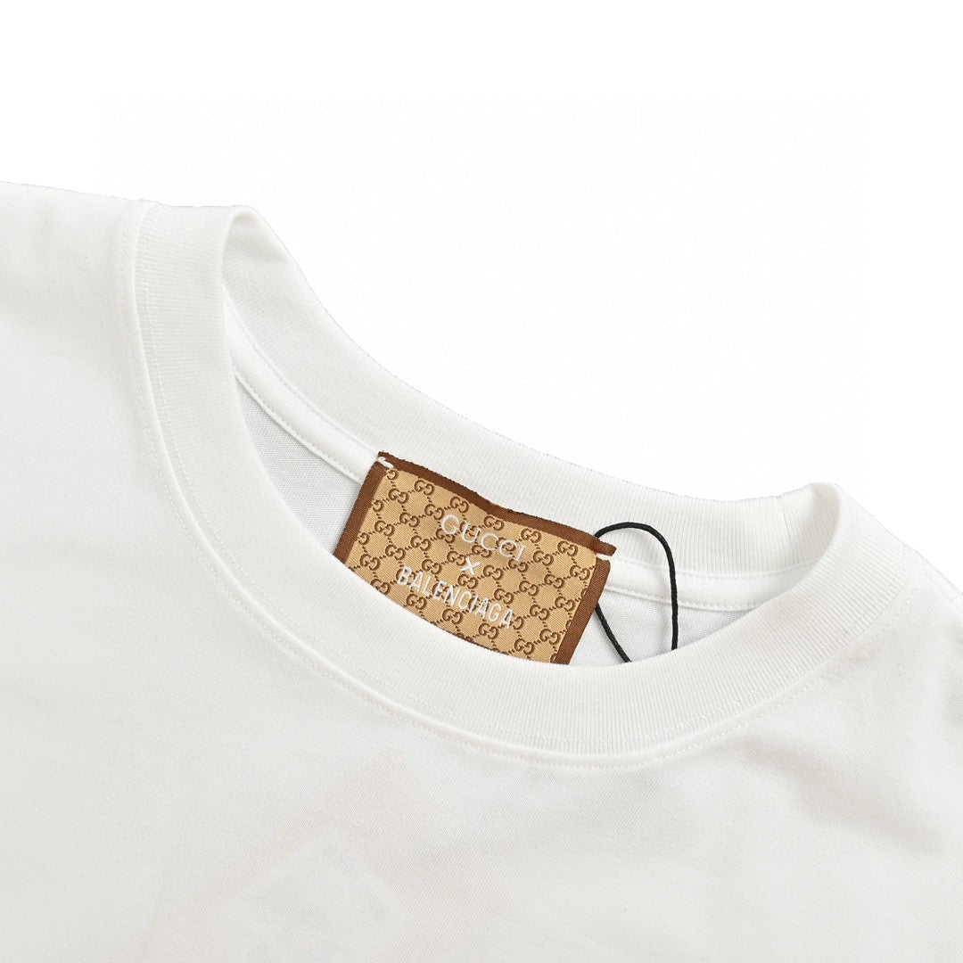 Gucci - Balenciaga Collaboration T-shirt (white) Unisex Streetwear Limited Edition - The Gucci x Balenciaga Collaboration T-Shirt in white is a standout piece from the highly