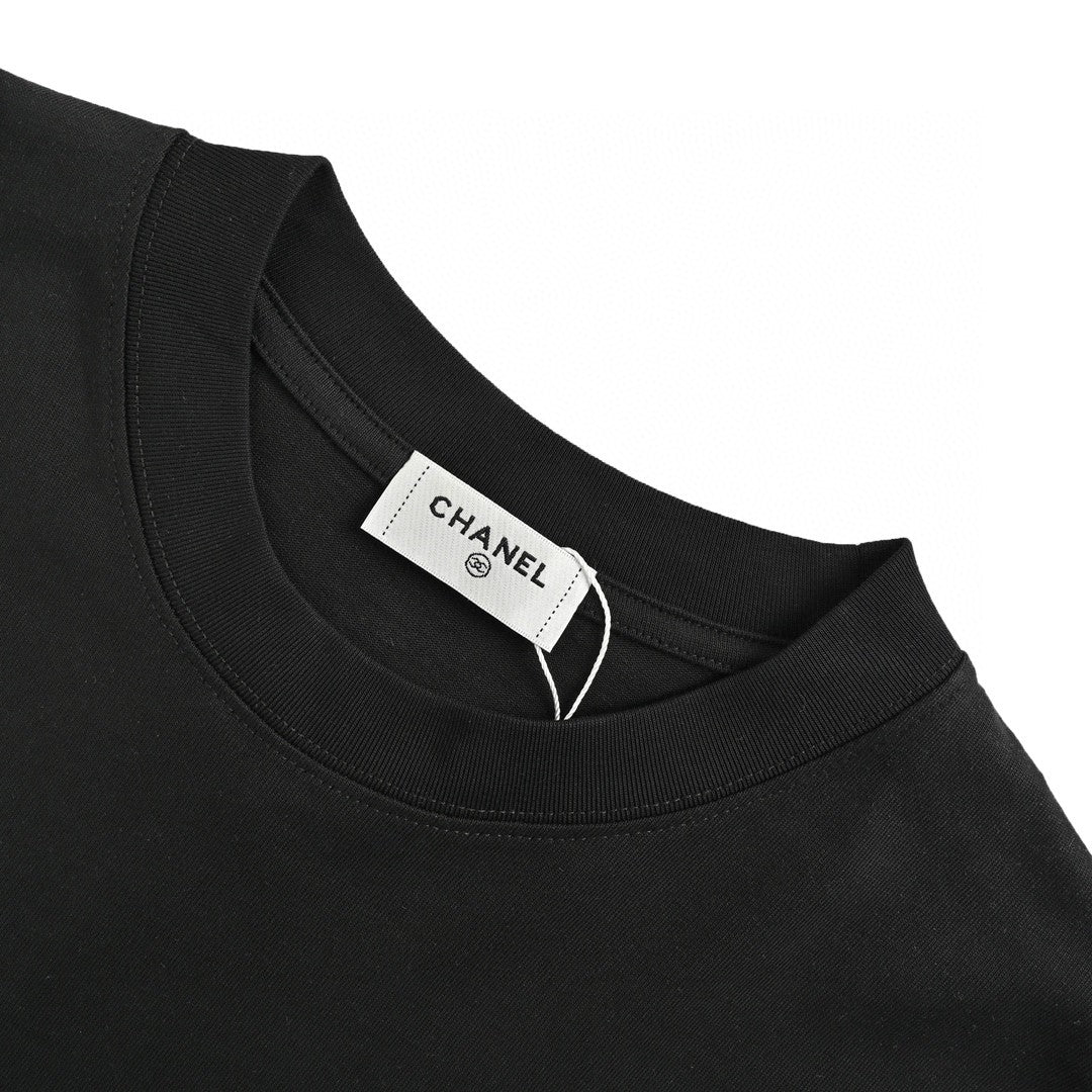 Chanel Signature Logo T-shirt - Black Unisex Streetwear Limited Edition - This Chanel t-shirt features a small, elegant signature logo on the chest, adding a touch