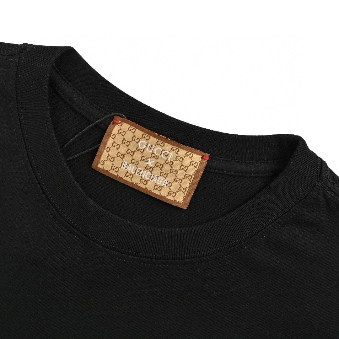 Gucci - Balenciaga Collaboration T-shirt (black) Unisex Streetwear Limited Edition - The Gucci x Balenciaga Collaboration T-Shirt in black is a signature piece from the celebrated