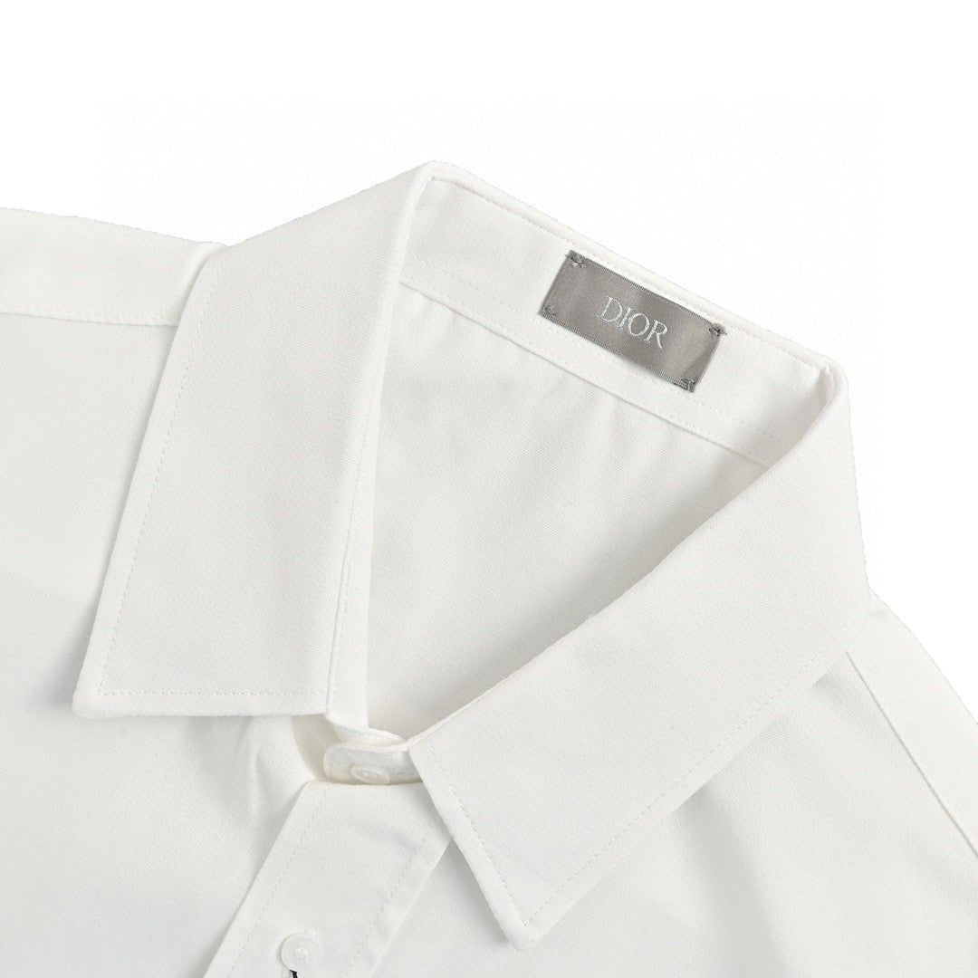Dior Short Sleeve Button-up Shirt (white) Unisex Streetwear Limited Edition - The Dior Short Sleeve Button-Up Shirt in white is a classic piece that epitomizes timeless
