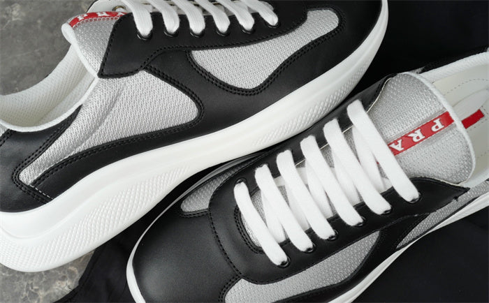 PRADA America's Cup Silver Sneakers - Black Unisex Streetwear Limited Edition