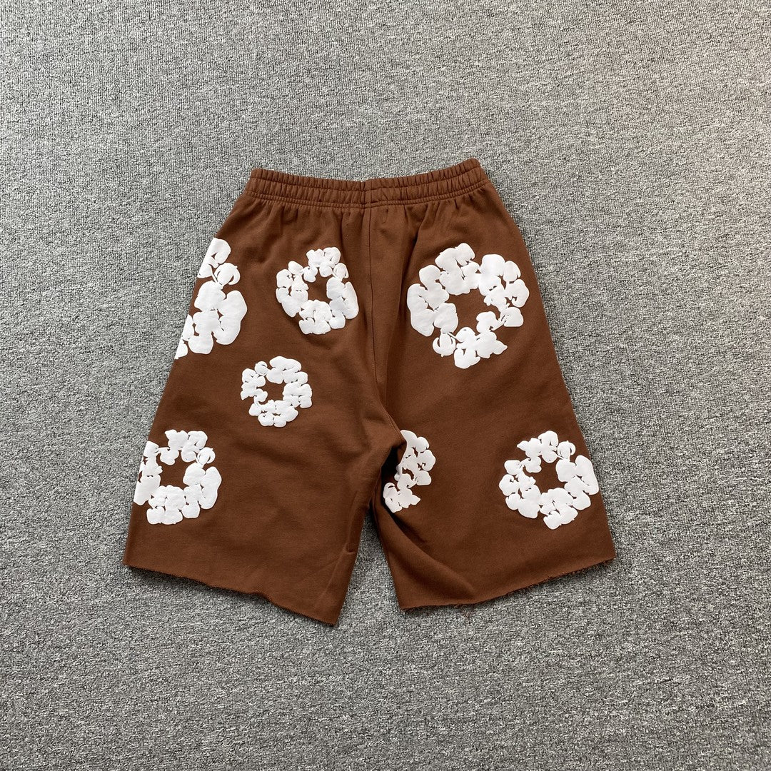 DENIM Tears Cotton Wreath Shorts - Brown Unisex Streetwear Limited Edition