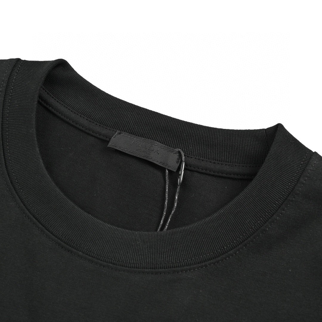 Prada T-shirt - Paint Splatter Logo - Black Unisex Streetwear Limited Edition - <span>This Prada t-shirt features a unique design with the classic Prada Milano logo surrounded by