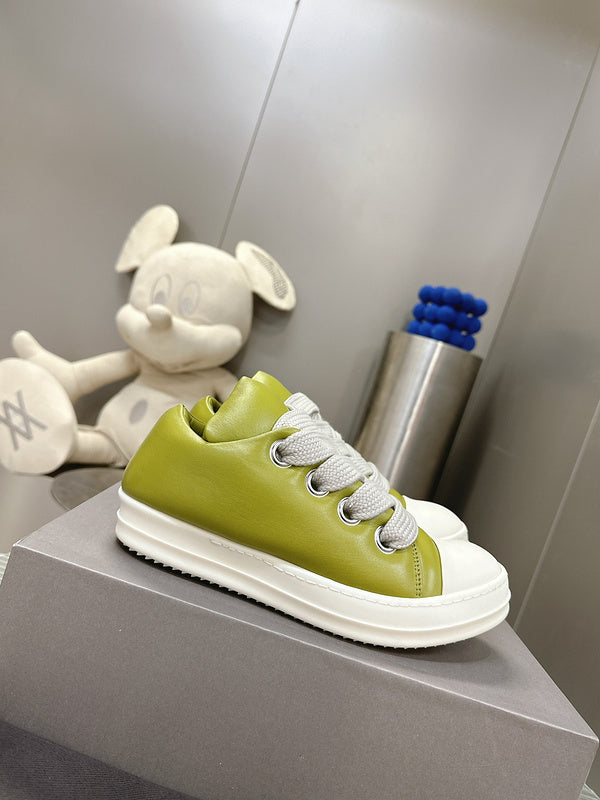 Rick Owens Low Top Ramones In Pistachio Sneakers - White Unisex Streetwear Limited Edition - The Rick Owens Low Top Ramones in Pistachio feature a vibrant, modern update to classic