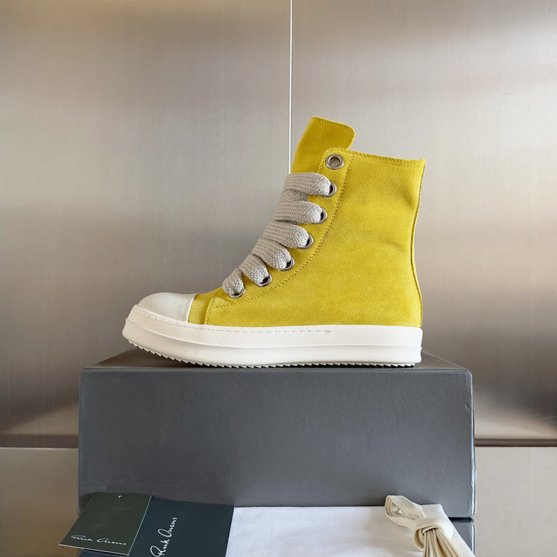 Rick Owens High-top Sneakers - Yellow Unisex Streetwear Limited Edition - **Rick Owens Yellow High-Top Sneakers: Vibrant Style Meets Premium Craftsmanship** Introducing the Rick Owens Yellow