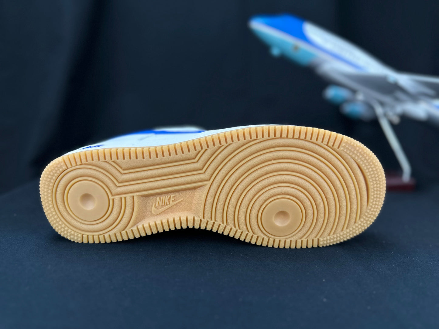 NIKE Air Force 1 'gum Sole - Blue' - White Unisex Streetwear Limited Edition - **Nike Air Force 1 'Gum Sole White/Blue'** The Nike Air Force 1 'Gum Sole White/Blue'