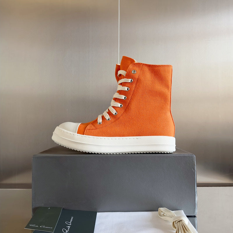 Rick Owens High-top Sneakers - Orange Unisex Streetwear Limited Edition - **Rick Owens Orange High-Top Sneakers: Vibrant Style Meets Premium Craftsmanship** Introducing the Rick Owens Orange