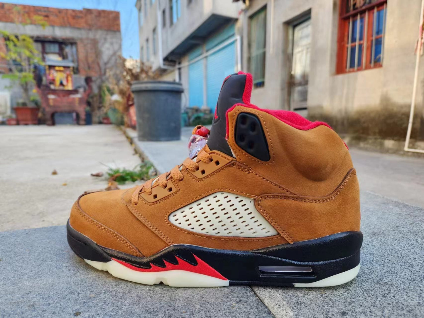 Jordan 5 And Tan - Red Unisex Streetwear Limited Edition