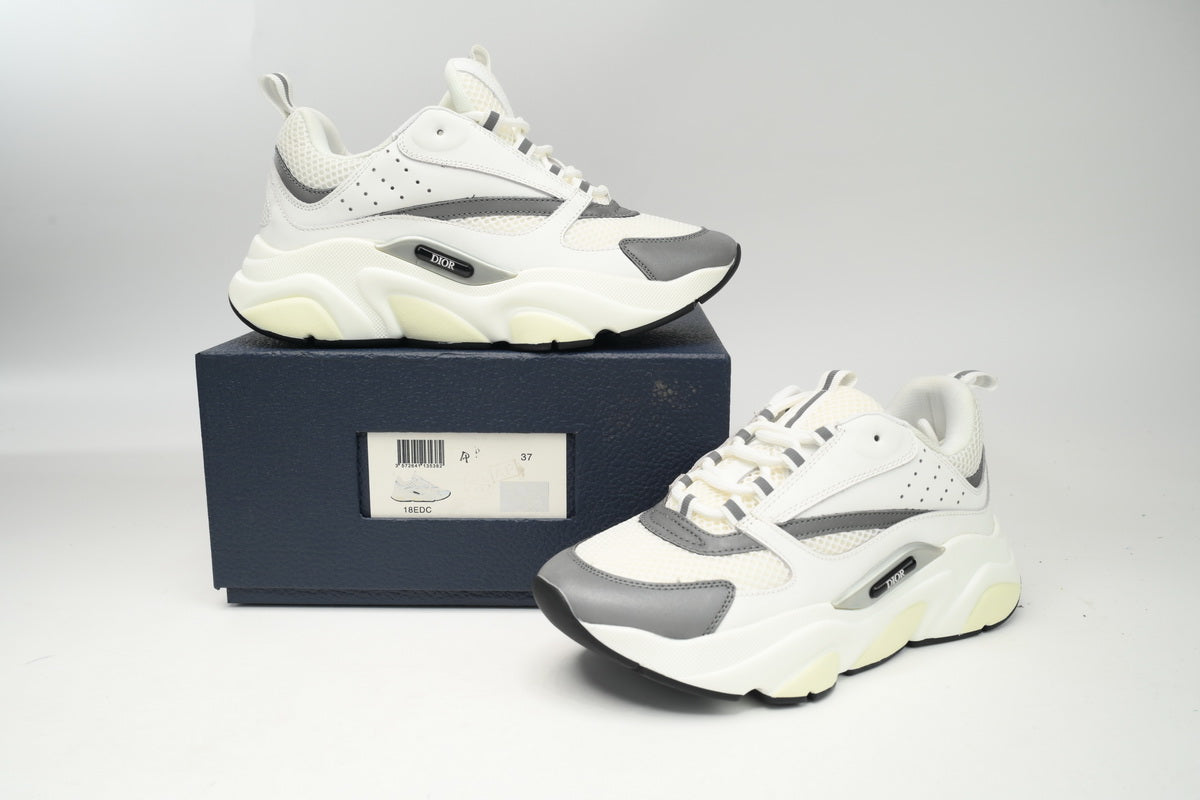 DIOR B22 Silver Sneakers - White Unisex Streetwear Limited Edition