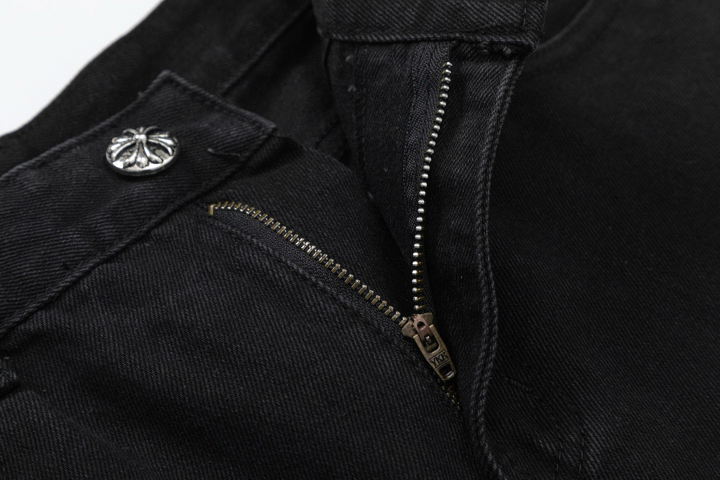 CHROME Hearts Double Cross Jeans - Black Unisex Streetwear Limited Edition