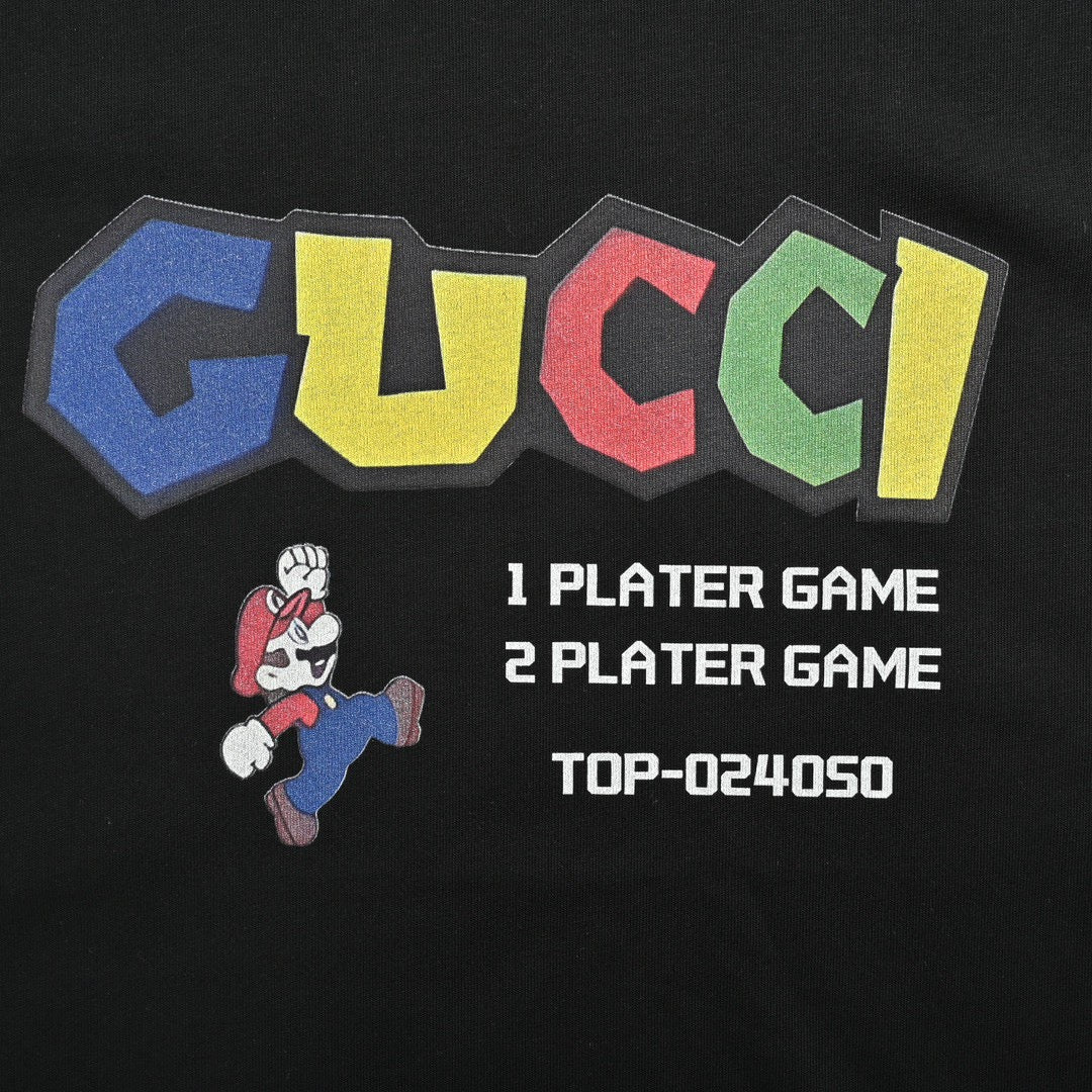 Gucci Retro Game T-shirt (black) Unisex Streetwear Limited Edition - The Gucci Retro Game T-Shirt in black combines luxury with a playful nod to vintage