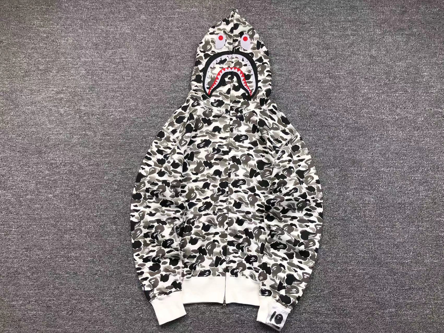 BAPE Abc Camo Shark Full Zip Hoodie - Grey Unisex Streetwear Limited Edition