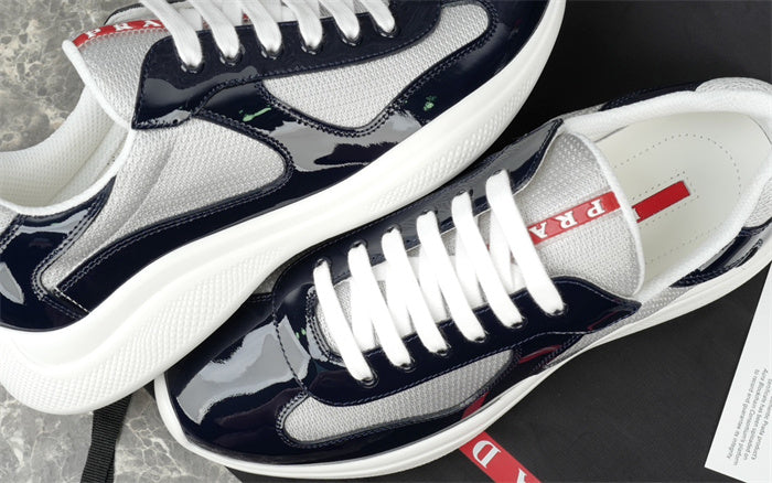 PRADA America's Cup Silver Sneakers - Navy Unisex Streetwear Limited Edition