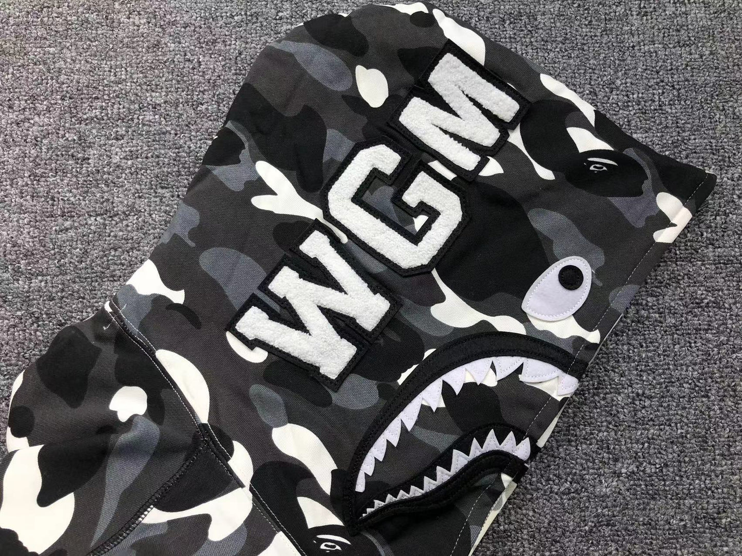 BAPE City Camo Half Shark Full Zip Hoodie White - - Black Unisex Streetwear Limited Edition