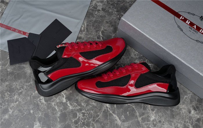 PRADA America's Cup Red Sneakers - Black Unisex Streetwear Limited Edition