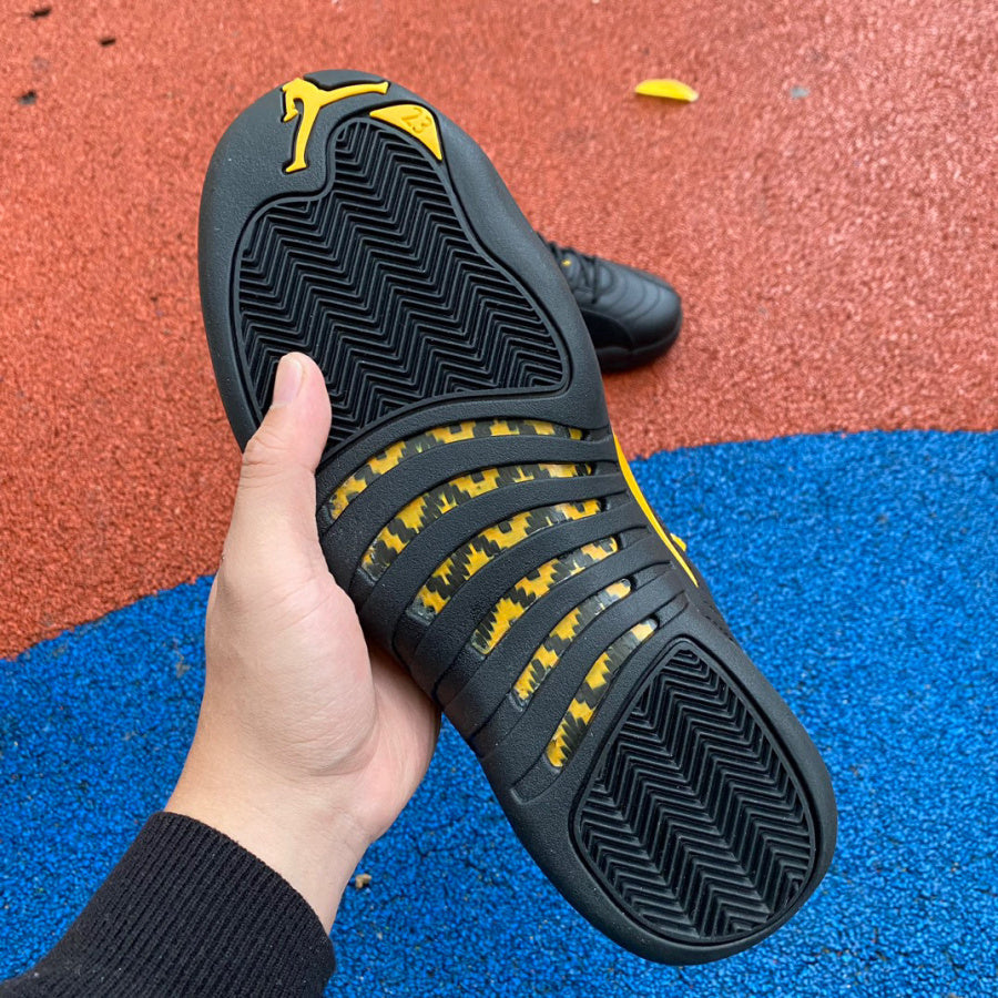 Jordan 12 Retro Ta - I Sneakers - Black Unisex Streetwear Limited Edition - Introducing the Air Jordan 12 Retro in a sleek black and yellow colorway, a dynamic