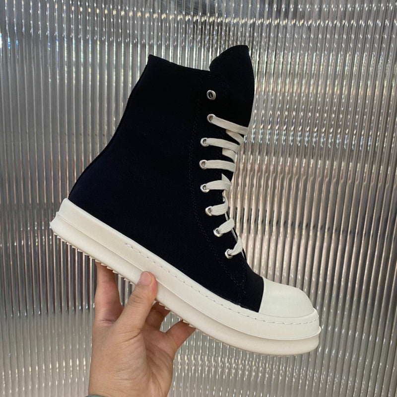 Rick Owens Canvas High-top Sneakers - And White - Black Unisex Streetwear Limited Edition - ### Rick Owens Canvas High-Top Sneakers - Black and White Introducing the Rick Owens Canvas