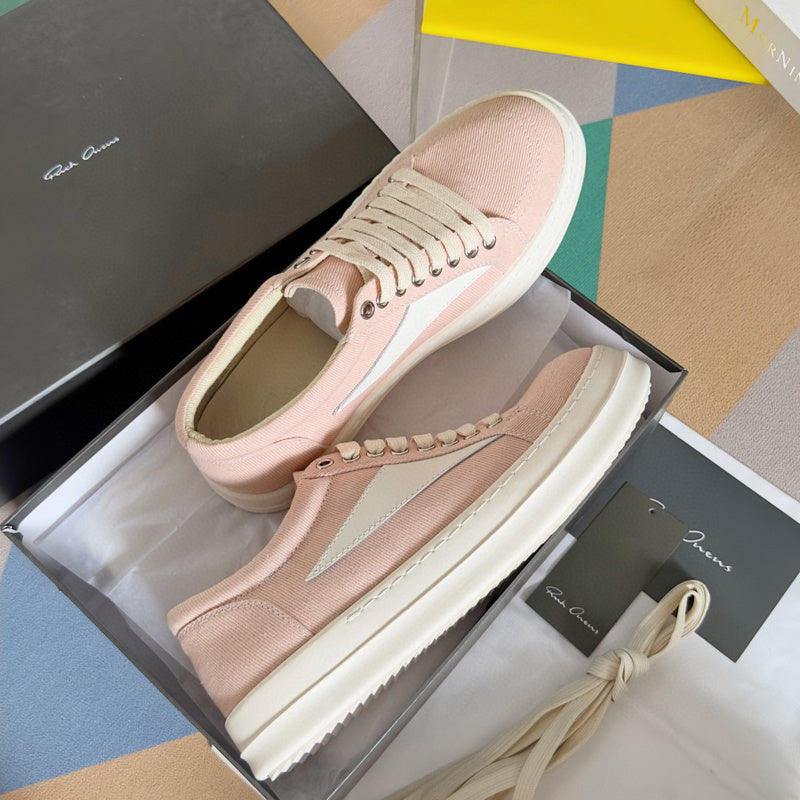 Rick Owens Canvas Low-top Sneakers - Pink Unisex Streetwear Limited Edition - **Rick Owens Pink Canvas Low-Top Sneakers: Soft Elegance and Superior Craftsmanship** Introducing the Rick Owens